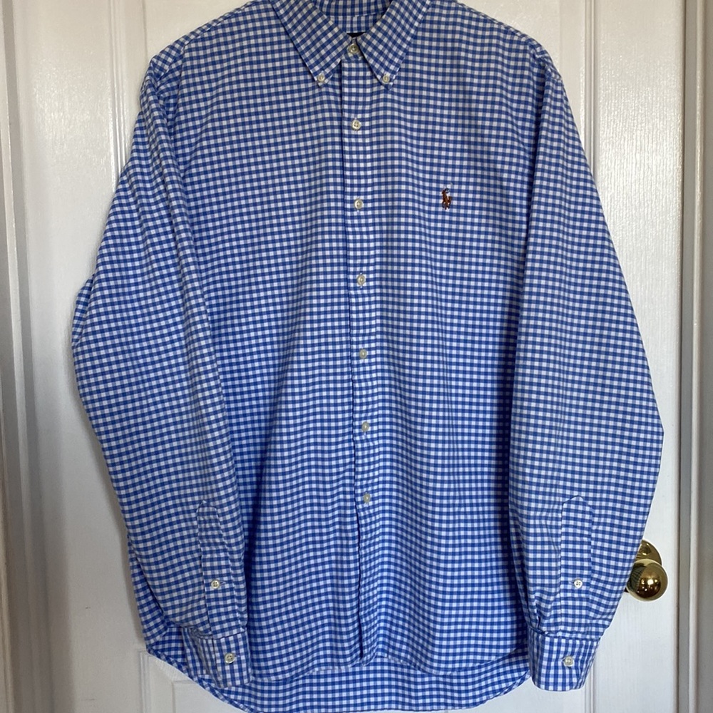 Men’s Polo Ralph Lauren button down shirt in classic blue/white. Size XL